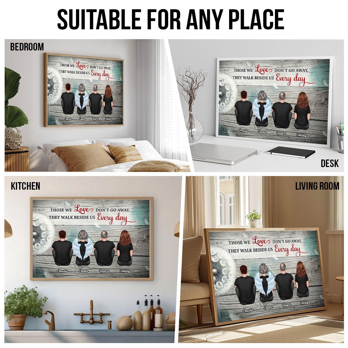 Dandelion Memorial Family Members Personalized Poster, Sympathy Gift