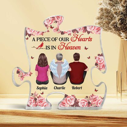 Roses Cardinal A Big Piece Of My Heart In Heaven Family Memorial Remembrance Gift Personalized Puzzle Acrylic Plaque