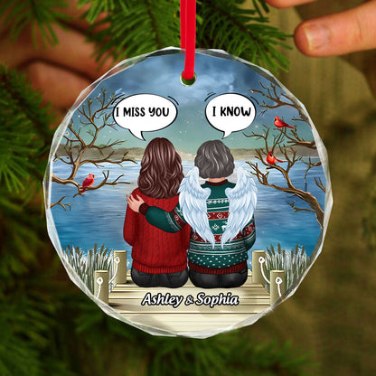 Memorial I Miss You Back View Personalized Glass Ornament, Memorial Gift, Remembrance Gift