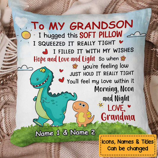 Personalized Grandson Dinosaur Pillow