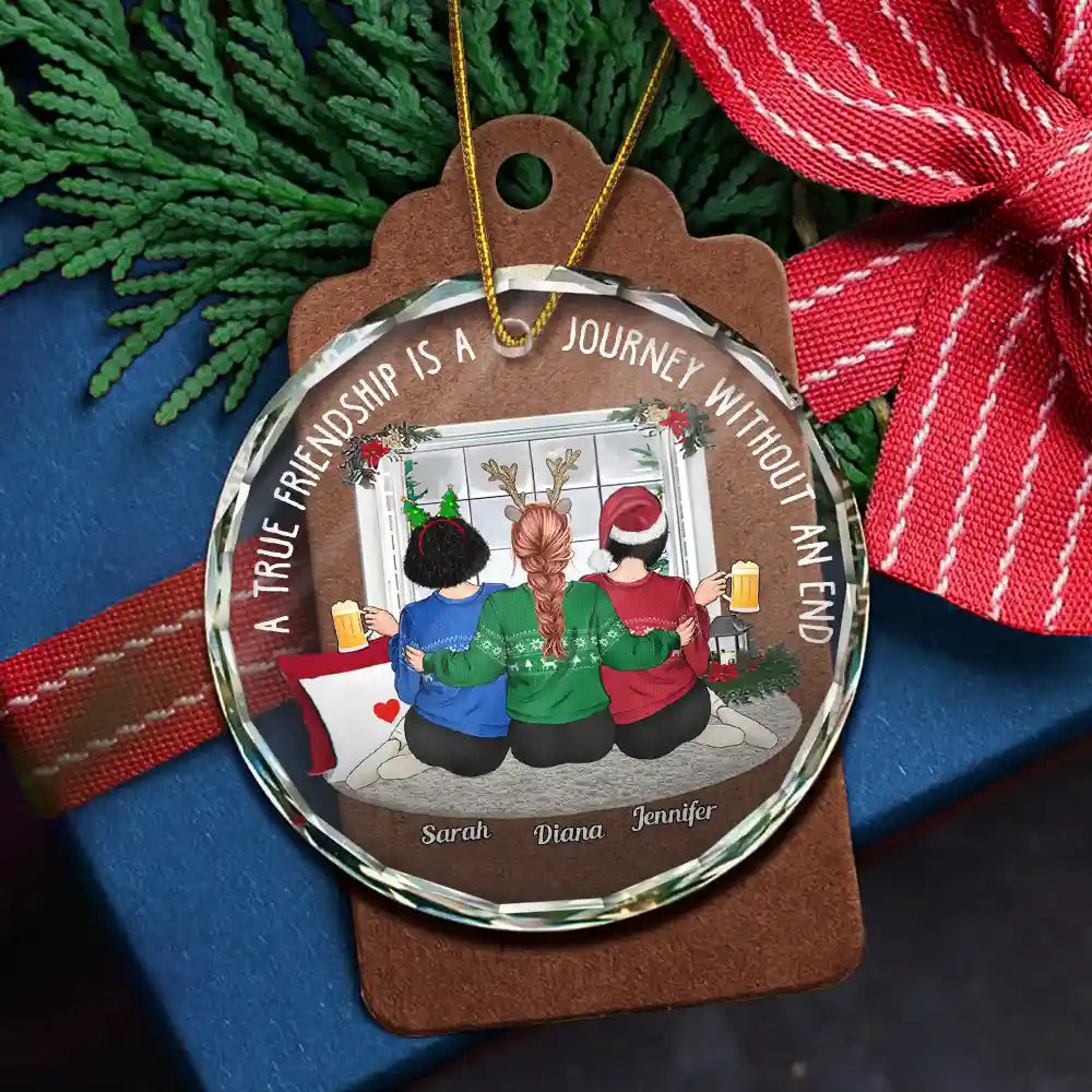 Christmas A True Friendship - Personalized Circle Acrylic Ornament