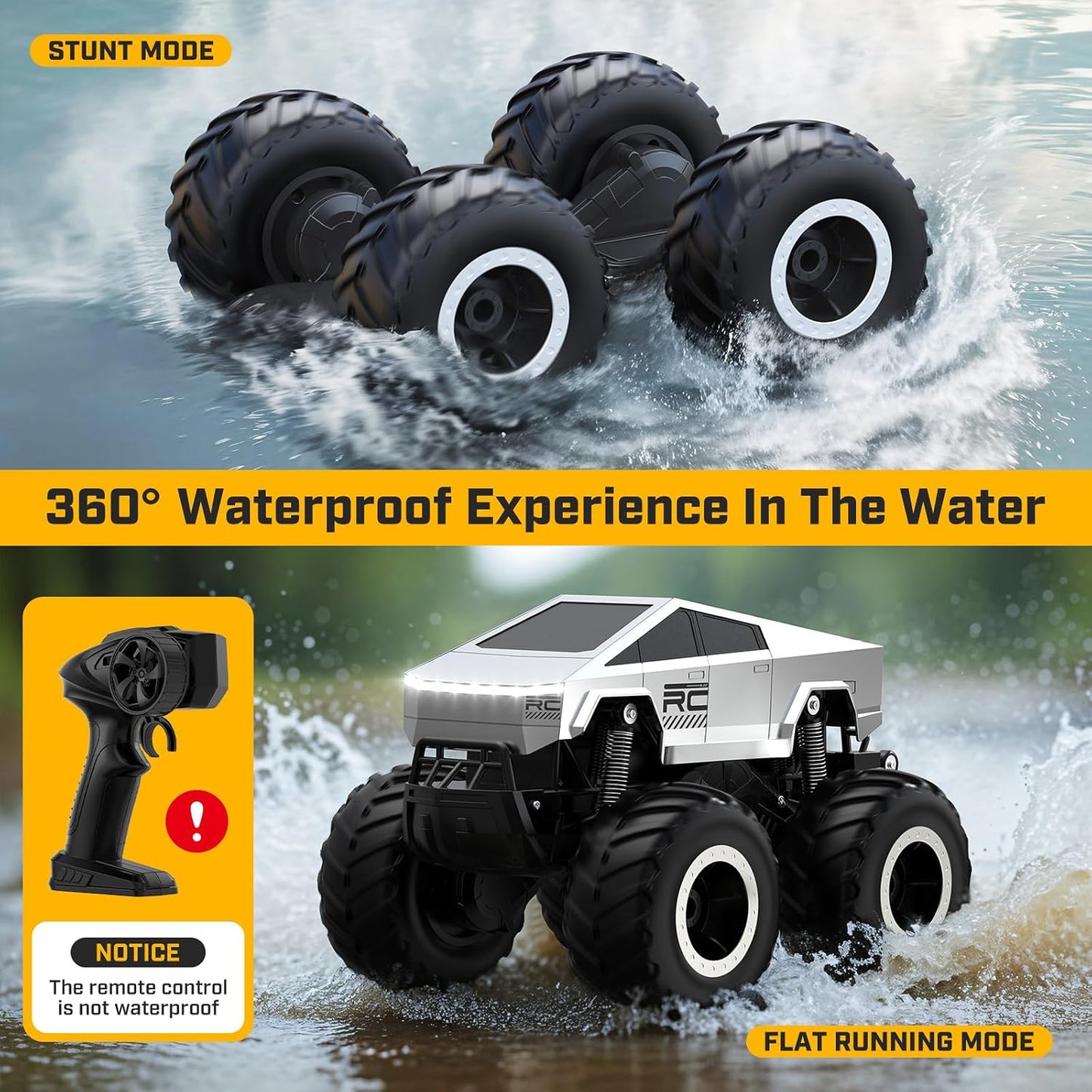 SAKER Remote Control Waterproofing Car Monster Truck Toys