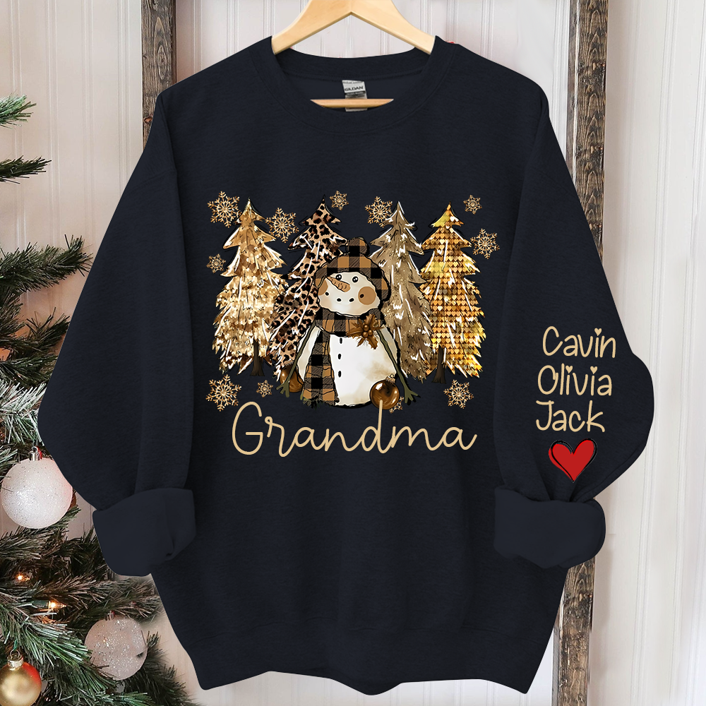 Custom Grandma Christmas Tree With Grandkids Sweatshirt