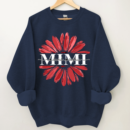 Mimi Red Daisy Flower With Grandkids Sweatshirt