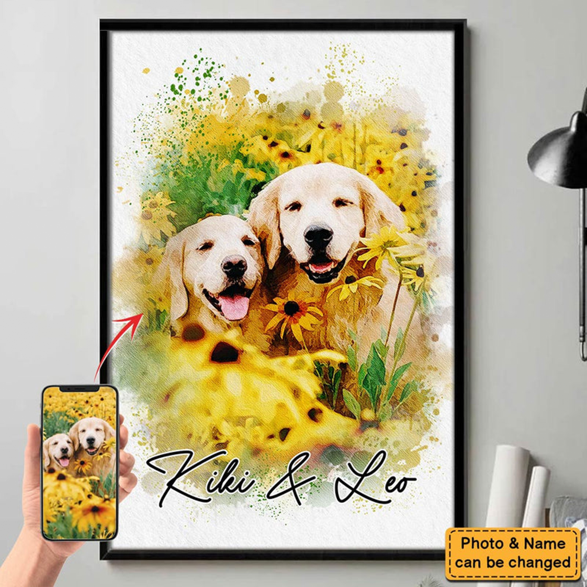 Personalized Watercolor Pet Poster From Photo, Gift For Pet Owners, New Pet Gift, Pet Memorial Gift