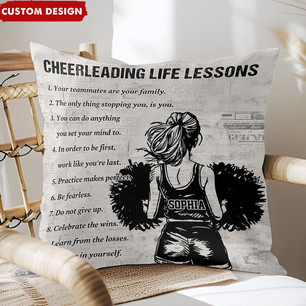 Personalized Cheerleading Life Lessons Girl Pillow-Gift For Cheerleading Lovers