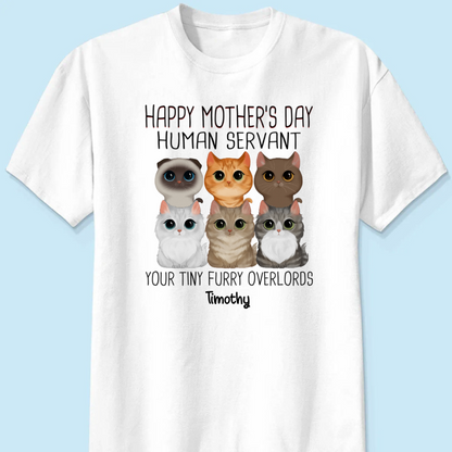 Watercolor Cute Cats Happy Mother‘s Day Cat Human Servant Personalized Shirt