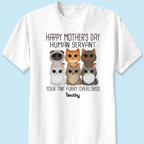 Watercolor Cute Cats Happy Mother‘s Day Cat Human Servant Personalized Shirt