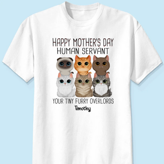 Watercolor Cute Cats Happy Mother‘s Day Cat Human Servant Personalized Shirt