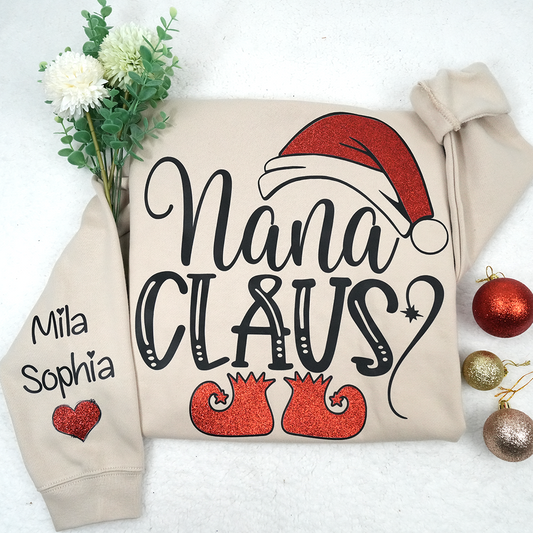 Sparkly Glitter Nana Claus And Kids Personalized CTH01