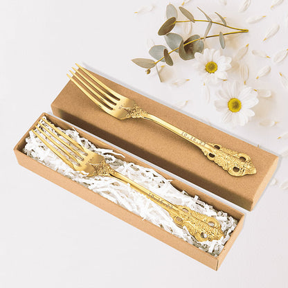 Personalized Vintage Wedding Forks with Laser Engraving Mr. Mrs. and Date Anniversary Wedding Engagement Gift for Couple Set of 2 with Kraft Paper Box