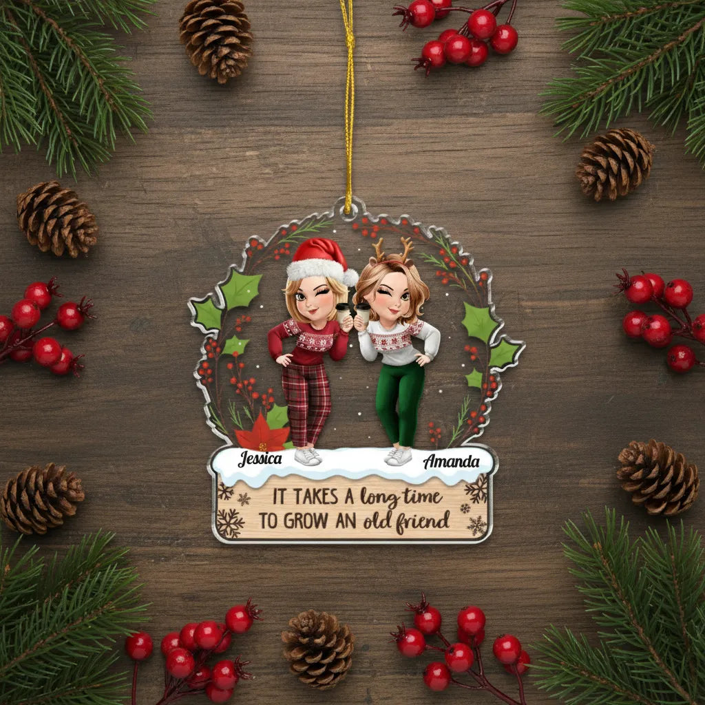 Custom Acrylic Ornament - Personalized Christmas Best Friend Birthday Gifts For Women, Besties, Sisters, BFF - Twinkling Lights True Friendship