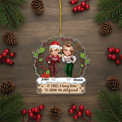 Custom Acrylic Ornament - Personalized Christmas Best Friend Birthday Gifts For Women, Besties, Sisters, BFF - Twinkling Lights True Friendship