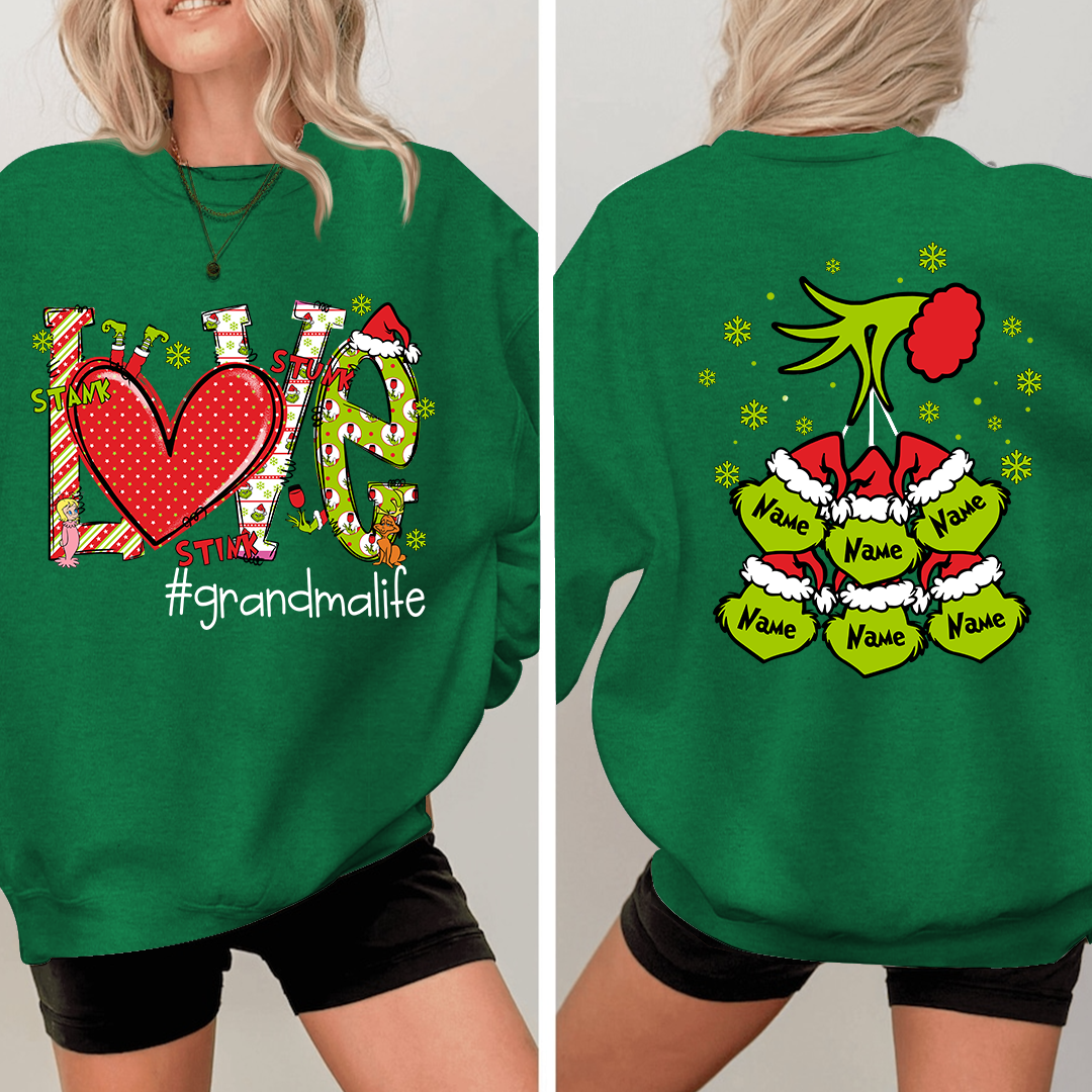 Custom Nickname Grandma, Love For Gigi And Kids Names Christmas 2024 Sweatshirt