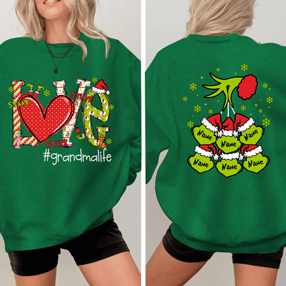 Custom Nickname Grandma, Love For Gigi And Kids Names Christmas 2024 Sweatshirt