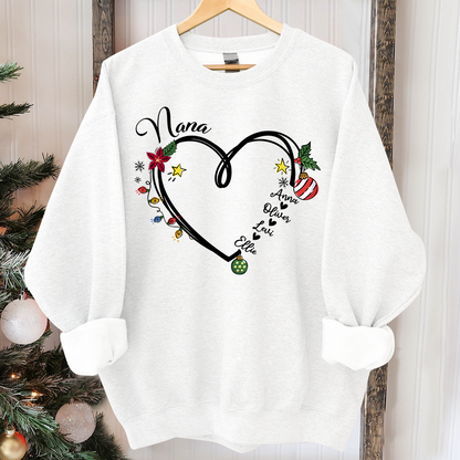 Nana Heart Christmas And Grandkids Sweatshirt