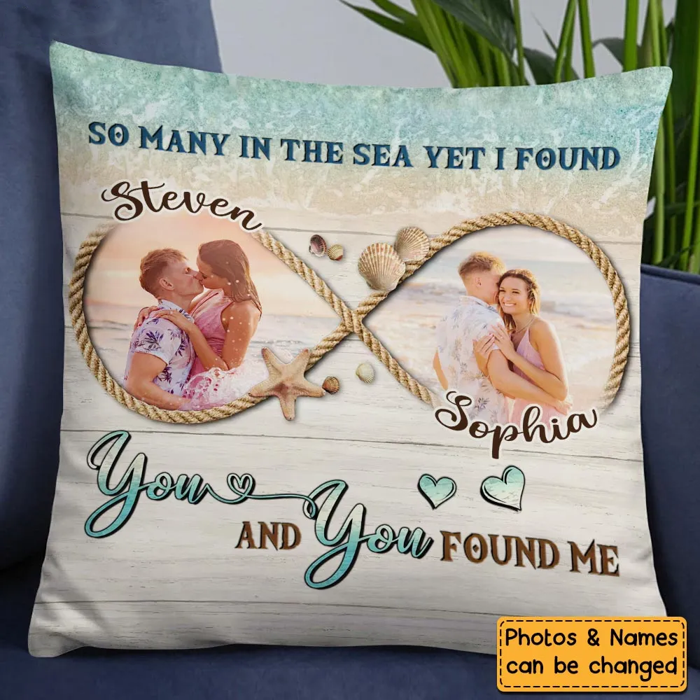 Personalized Lovely Beach Gift For Couple Custom Photos With Infinite - Personalized Pillow