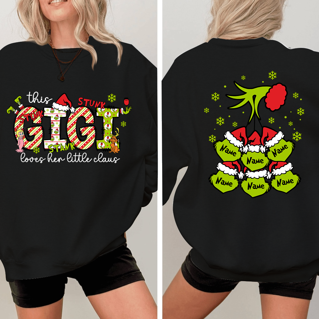 Personalized Nickname Grandma, This Loves Her Little Claus Gigi And Kids Names Christmas 2024 Sweatshirt