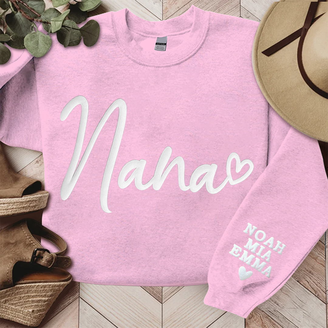 Personalized Nana Sweatshirt With Kid Names On Sleeve, Gift For Grandma TH Sweatshirt