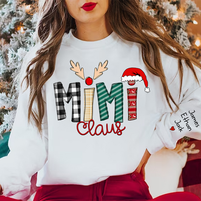 Family Best Gifts For Christmas, Mimi Claus Sweatshirt, 2024 Christmas Nana Sweatshirt, Custom Grandma Claus Christmas