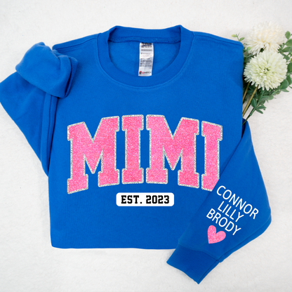 Mimi Pink Glitter Sweatshirt, Custom Mimi And Kids, Grandma Gift TH Sweatshirt