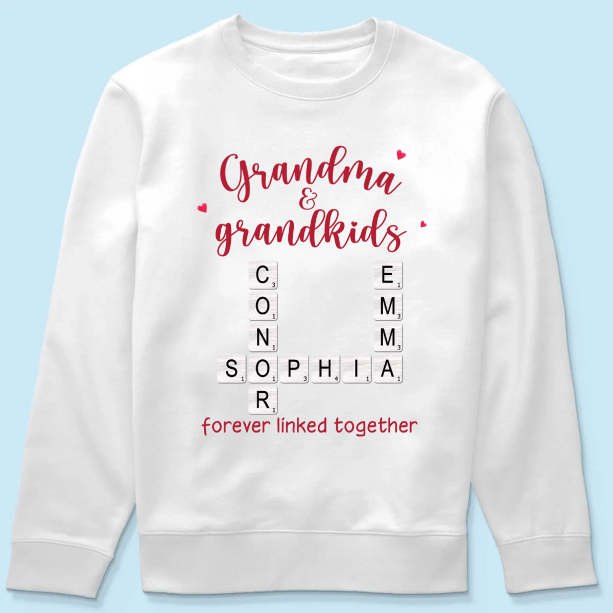 Grandma & Grandkids Forever Linked Together Crossword Puzzle Personalized Light Color Shirt