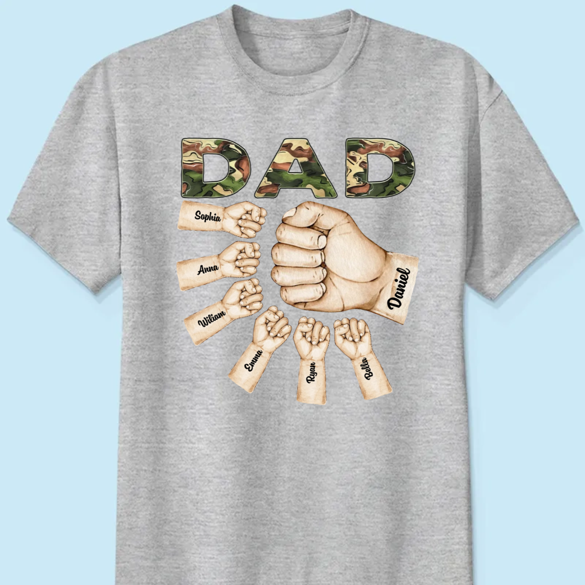 Camouflage Grandpa Dad Fist Bump Personalized Shirt