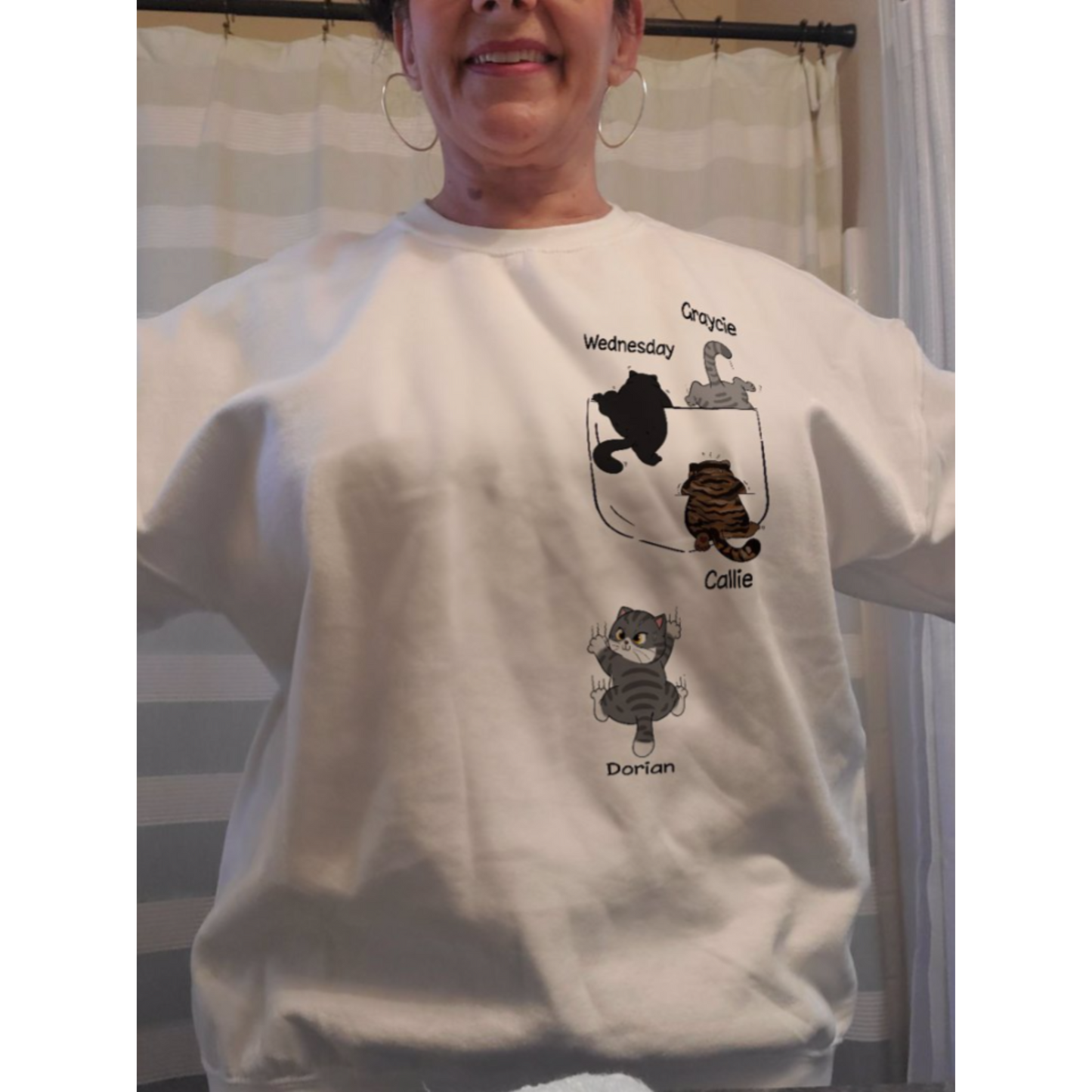 Cute Naughty Cat Climbing Pocket Personalized Shirt