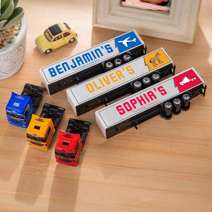 Personalised Toy Lorry Trailer Aluminium Alloy Model with Child's Name Birthday Christmas Children's Day Gift for Kid