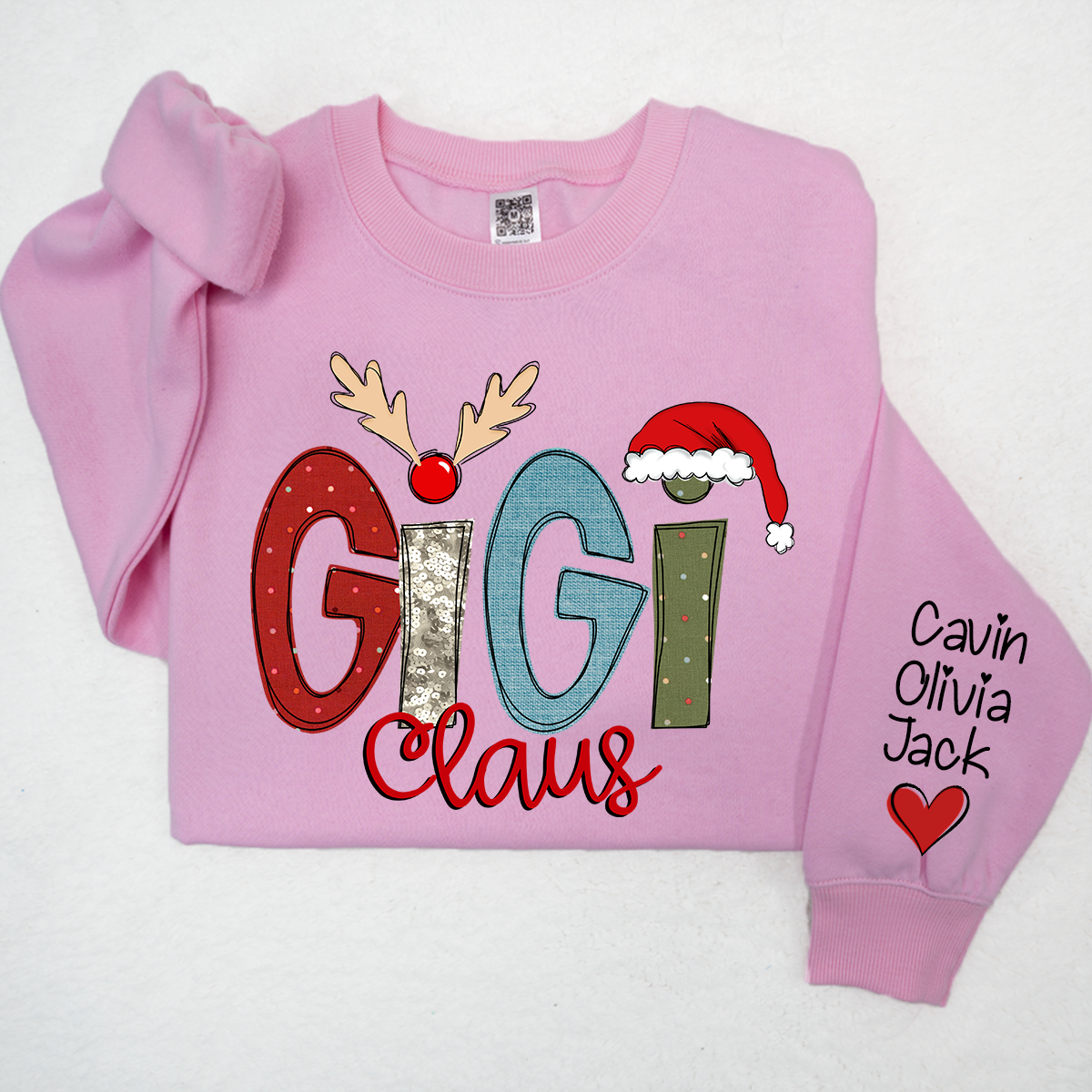 Custom Gigi Claus Sweatshirt, Christmas Grandma Claus With Grandkids Sweatshirt