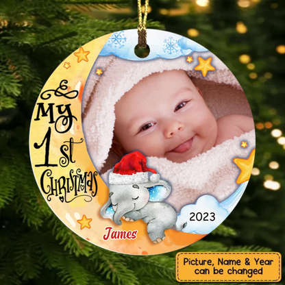 My First Christmas Elephant - Personalized Photo Ornament