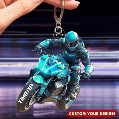 Futuristic Motorcycle Personalized Acrylic Keychain, Gift For Motor Lovers