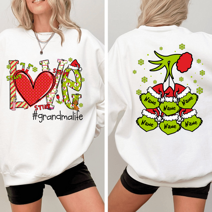 Custom Nickname Grandma, Love For Gigi And Kids Names Christmas 2024 Sweatshirt