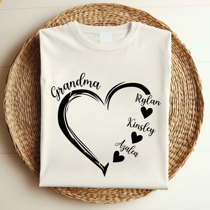 Godmerch Grandma and Grandkids, Forever In Grandma's Heart - Family Personalized Custom Unisex T-shirt, Hoodie, Sweatshirt