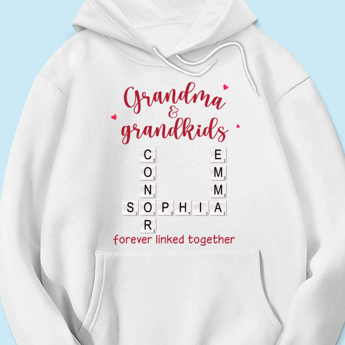 Grandma & Grandkids Forever Linked Together Crossword Puzzle Personalized Light Color Shirt