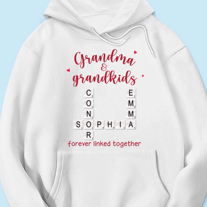 Grandma & Grandkids Forever Linked Together Crossword Puzzle Personalized Light Color Shirt