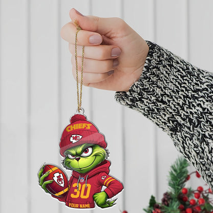 Personalized Grinch NFL Christmas 1 Layer Acrylic Ornament - 410HLHNOR008