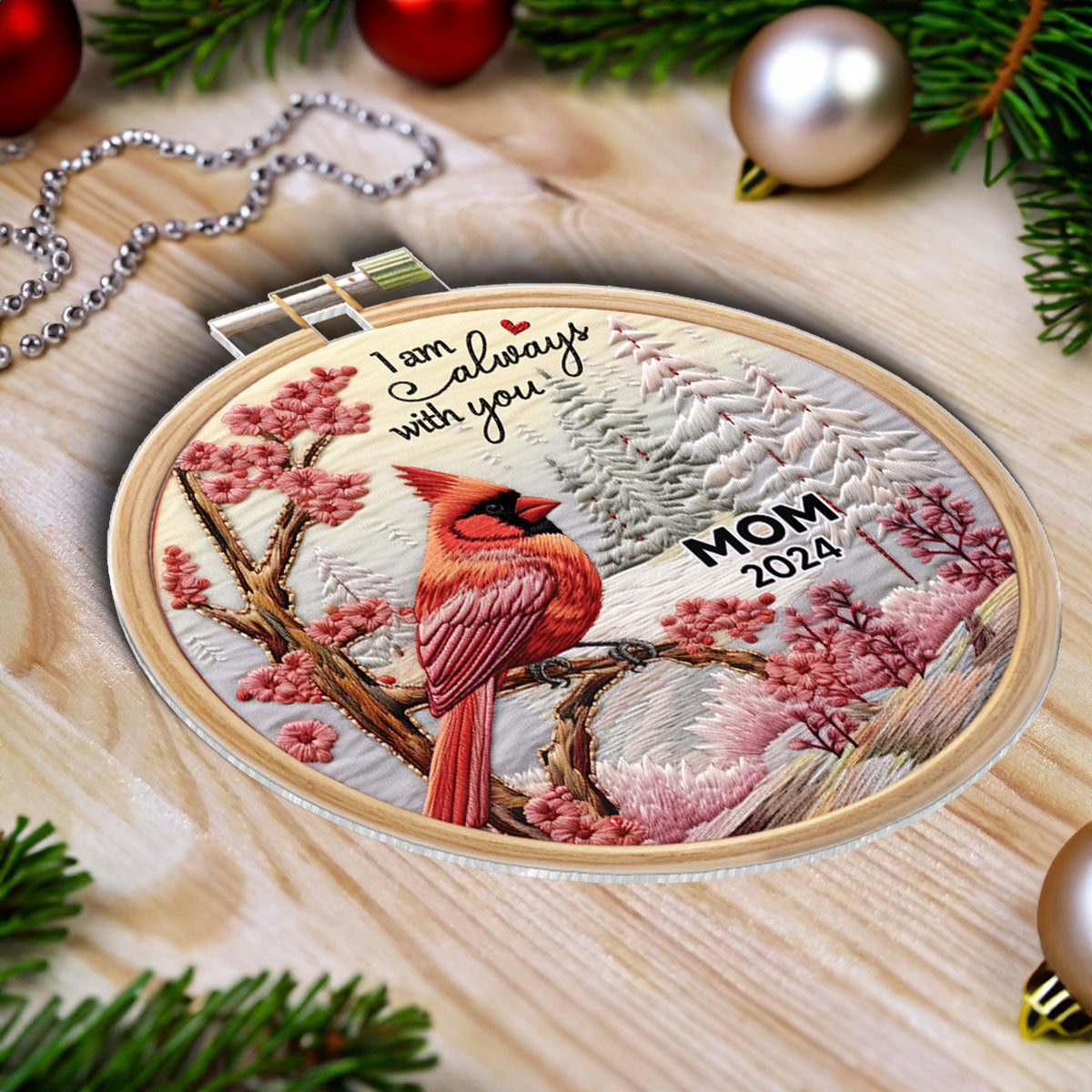 I'm Always With You Cardinal Memorial Keepsake 3D Effect Personalized Acrylic Ornament