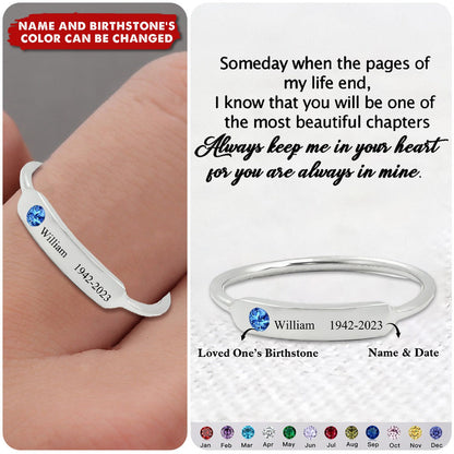 For Memorial - Personalized Birthstone Name Memorial Ring