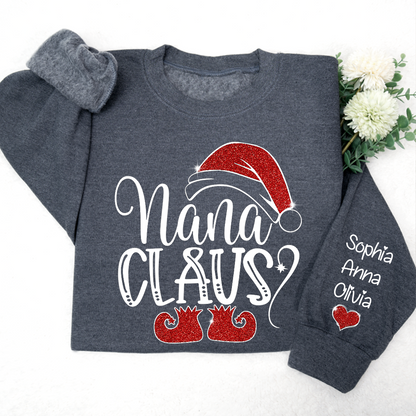 Sparkly Glitter Nana Claus And Kids Personalized CTH01