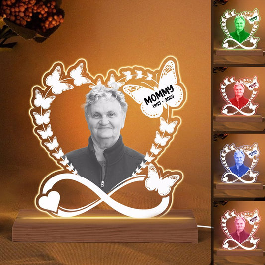 Heart Infinity Butterflies Memorial Keepsake Photo Inserted Personalized Acrylic LED Night Light