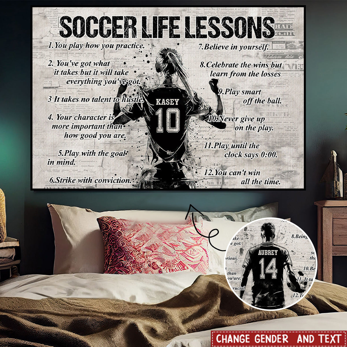 Personalized Soccer Life Lessons Poster- Gift For Soccer Lovers