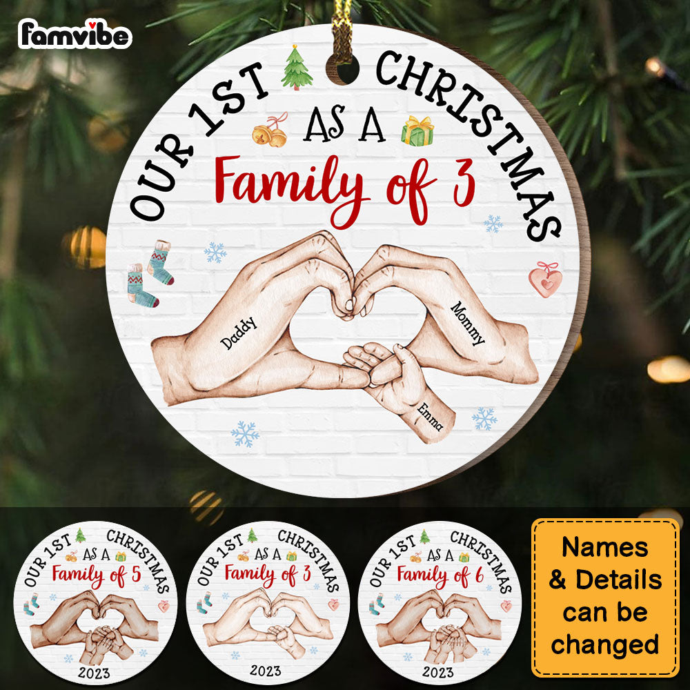 Personalized Baby's First Christmas As A Family Circle Ornament 28492