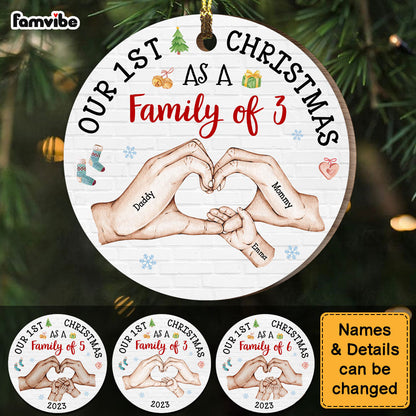 Personalized Baby's First Christmas As A Family Circle Ornament 28492