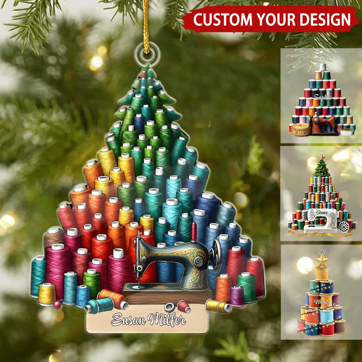 Sewing Christmas Tree Personalized Ornament, Gifts For Sewer Lover