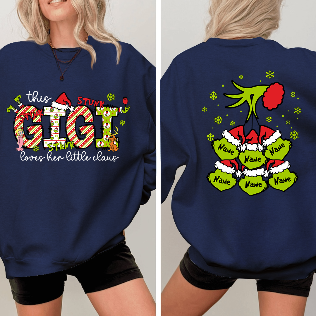 Personalized Nickname Grandma, This Loves Her Little Claus Gigi And Kids Names Christmas 2024 Sweatshirt