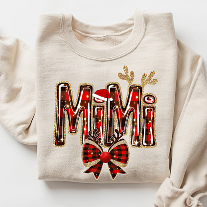 Custom Coquette Bow Christmas Sweatshirt for Grandma, Perfect Gift for Gigi and Grandkids