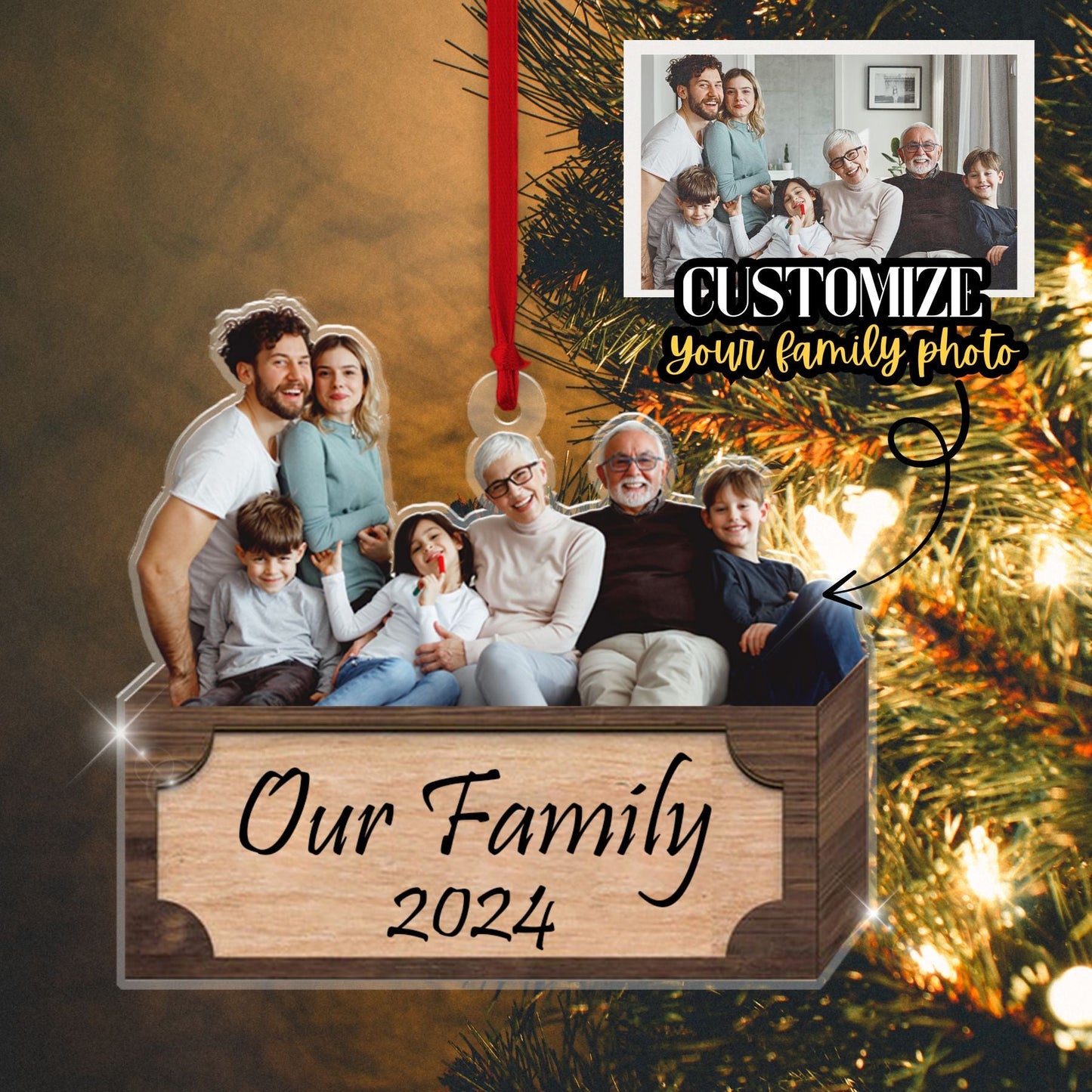 Family Christmas Ornaments, Custom Double-Sided Photo Family Ornament 2024