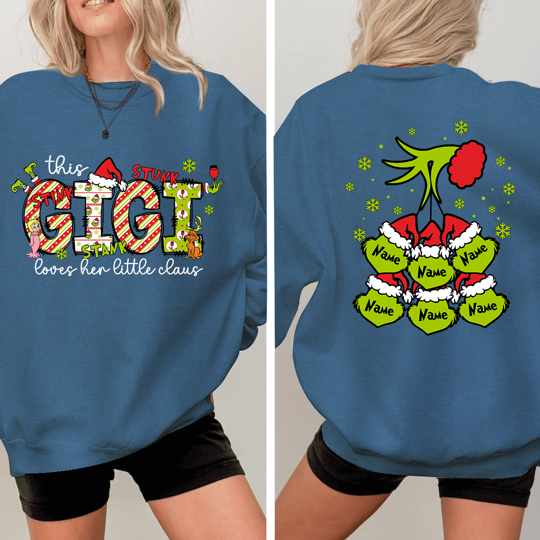 Personalized Nickname Grandma, This Loves Her Little Claus Gigi And Kids Names Christmas 2024 Sweatshirt