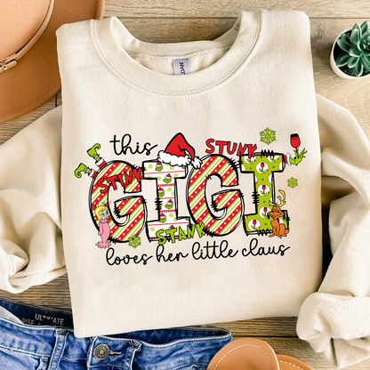 Personalized Nickname Grandma, This Loves Her Little Claus Gigi And Kids Names Christmas 2024 Sweatshirt